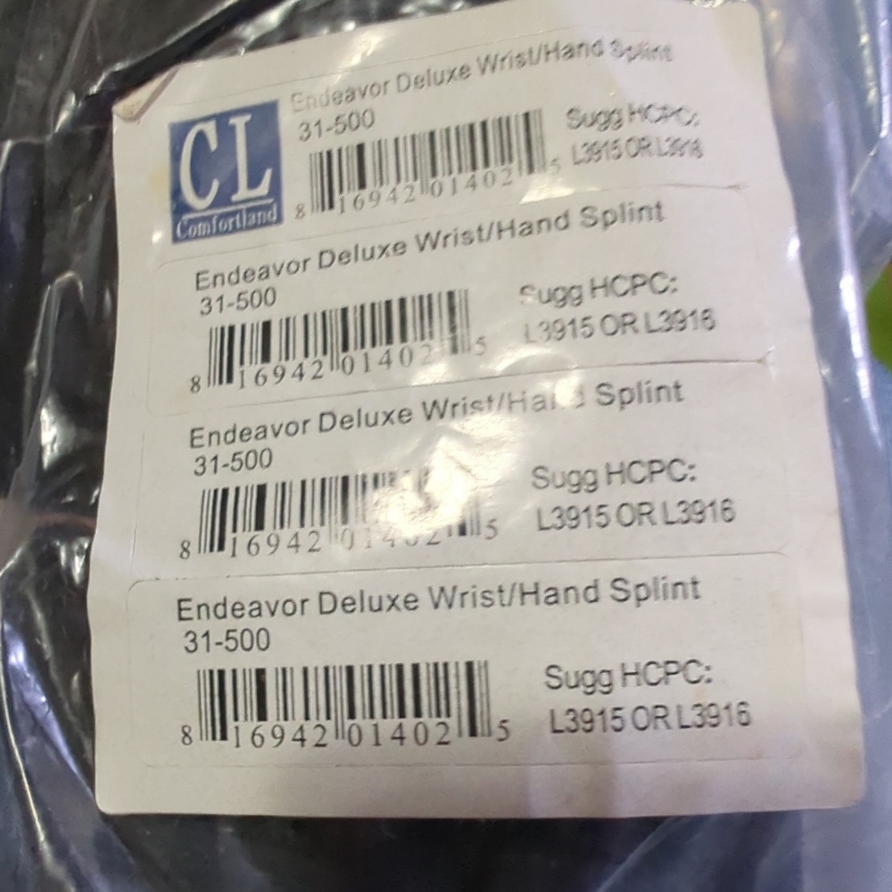 Comfortland Endeavor Deluxe Wrist/Hand Splint Right Or Left Support Brand New